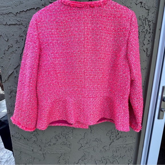 Talbots Vibrant Pink Tweed Jacket Button Front Size 14 - Picture 6 of 13